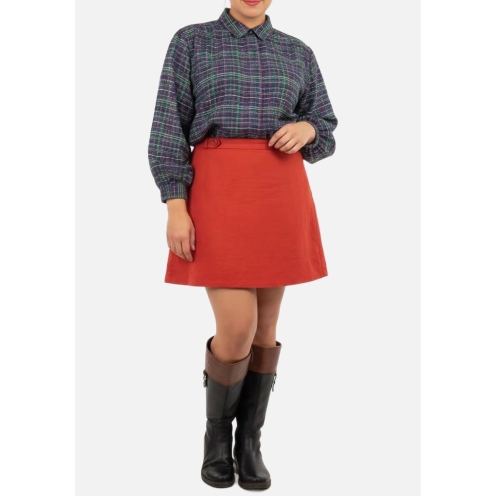 Koret Petites Women's Button Down Blouse Plaid long sleeve Career Size 14